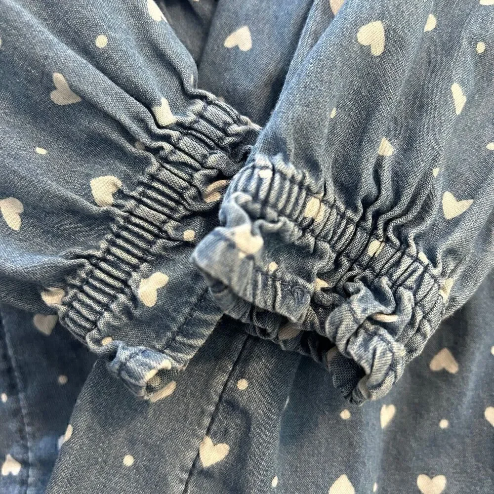 Old Navy denim Jean blue hearts print dress size 3T girls